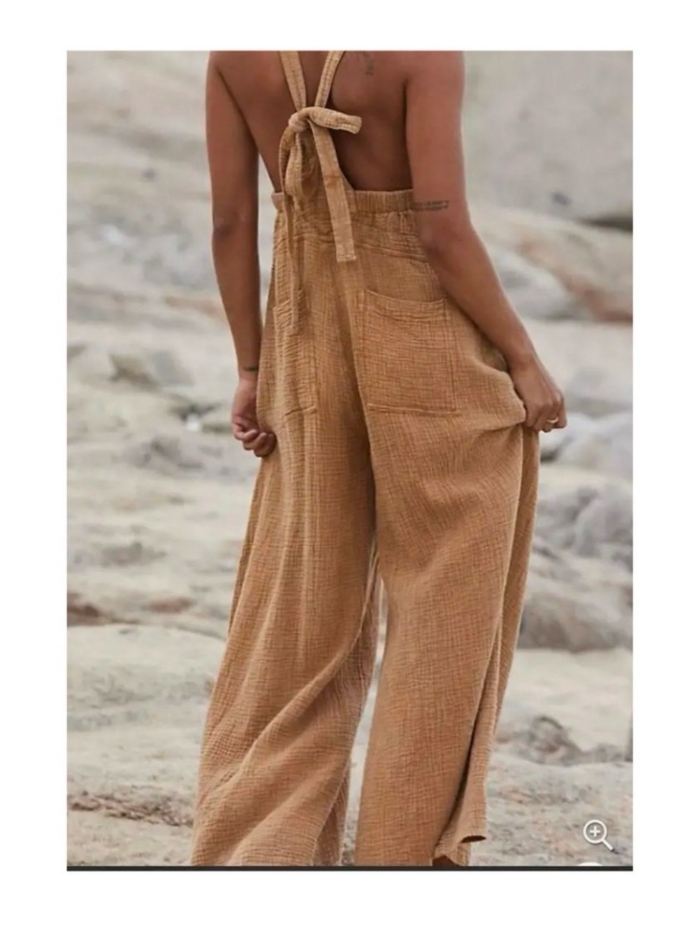 Free People Cyprus Ave Overalls in a golden mustard Wide Leg Cotton Gauze - Picture 4 of 11